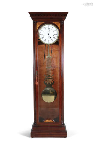 A VICTORIAN MAHOGANY LONGCASE CLOCK by Howard Miller, of upright rectangular form with glazed