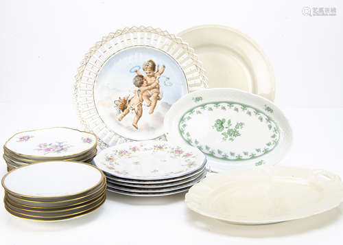 A collection of continental porcelain, including a set of six Rosenthal Sanssouci floral decorated