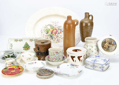 A collection of miscellaneous ceramics, including two pot lids, including The Pair, a