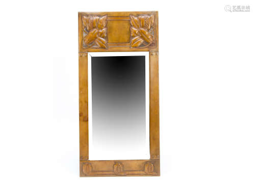 An Arts and Crafts leather framed hall mirror, of rectangular shape by Beatrice Godwin and Madge