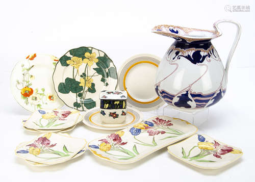 A collection of Royal Doulton transfer printed ware, including a large Art Nouveau Kelmscott pattern