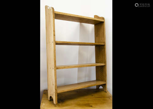 A pine hanging set of four shelves, 54cm wide x 14cm deep x 78cm high In general good condition