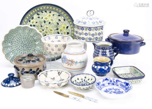 A quantity of contemporary stoneware and earthenware glazed decorative homeware, mostly from