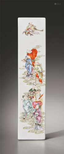 清中期 粉彩福寿八仙人物纹纸镇式瓷板