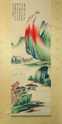 A CHINESE LANDSCAPE PAINTING,ZHANG DAQIAN MARK