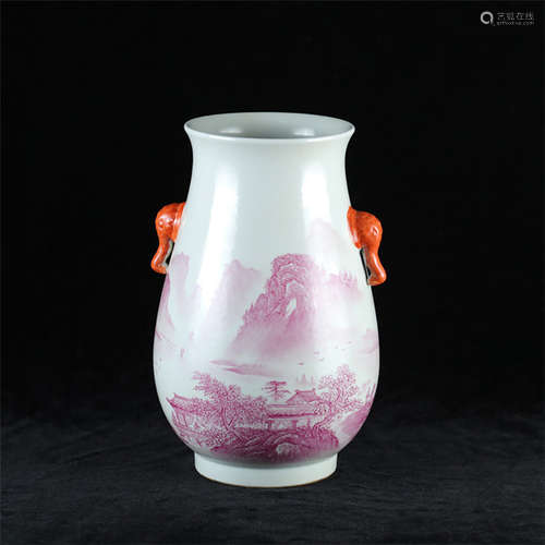 A CHINESE CARMINE PORCELAIN VASE