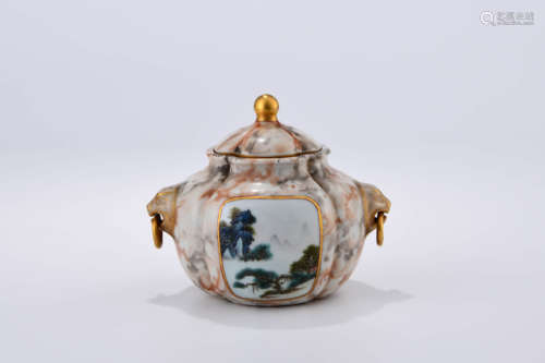 A CHINESE FAMILLE ROSE PORCELAIN JAR WITH COVER