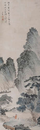 A CHINESE LANDSCAPE PAINTING,PU XINYU MARK