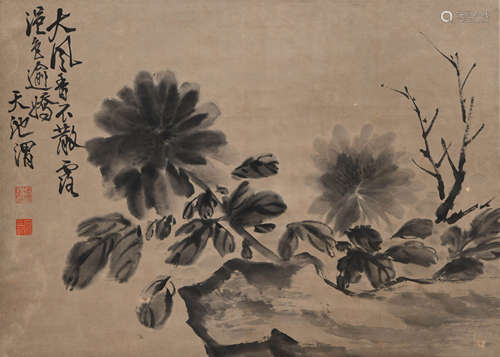 A CHINESE INK PEONY PAINTING