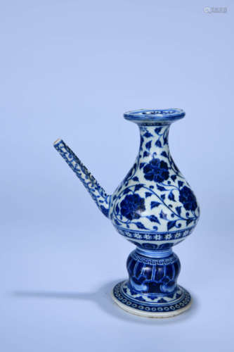 A CHINESE BLUE AND WHITE FLORAL PORCELAIN OIL DROPPER