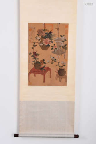 A CHINESE FLOWER PAINTING, JIANG TINGXI MARK