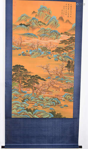 A CHINESE LANDSCAPE PAINTING SCROLL, DONG HAO MARK