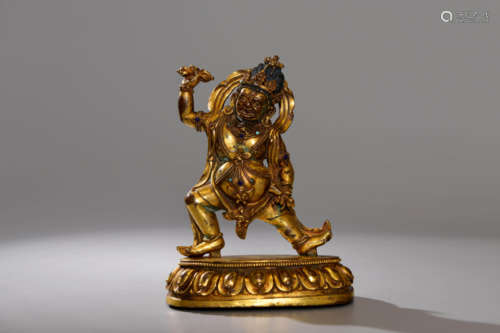 A CHINESE GILD COPPER VAJRAPANI STATUE