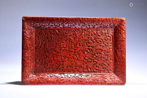 A CHINESE LACQUERED WOOD TRAY