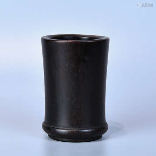 A RED SANDALWOOD BRUSH POT