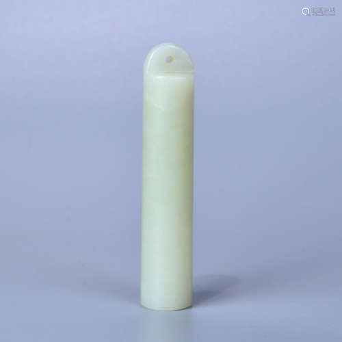 A BIG HETIAN WHITE JADE PLUME TUBE MADE OF SEED MATERIAL