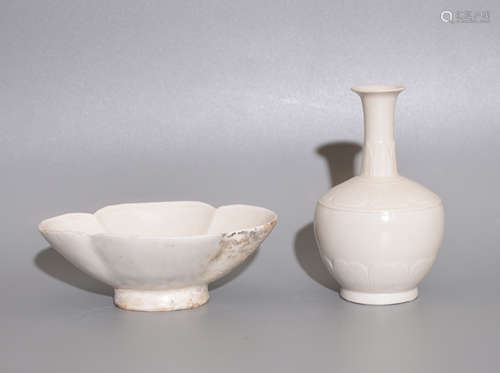 TWO DING KILN WHITE GLAZE PORCELAINS