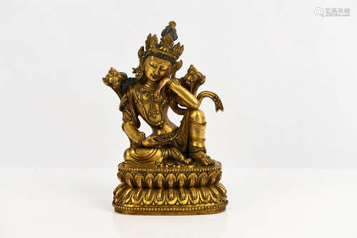 A COPPER-GILDED THINKING GUANYIN