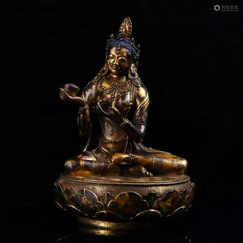 A COPPER-GILDED MONGOLIAN BUDDHA