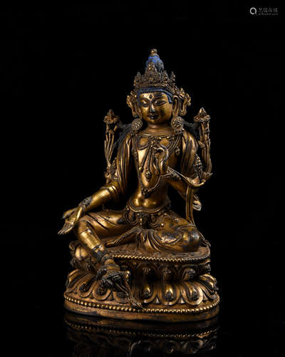 A COPPER-GILDED MANJUSRI