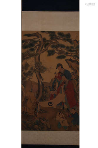 A CHINESE FIGURE PAINTING, QIAN GONG MARK