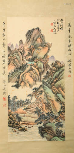 A CHINESE LANDSCAPE PAINTING，WU HUFAN MARK