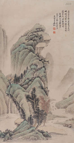 A CHINESE LANDSCAPE PAINTING,WU HUI MARK