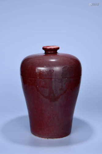 A CHINESE RED GLAZED PORCELAIN PLUM VASE