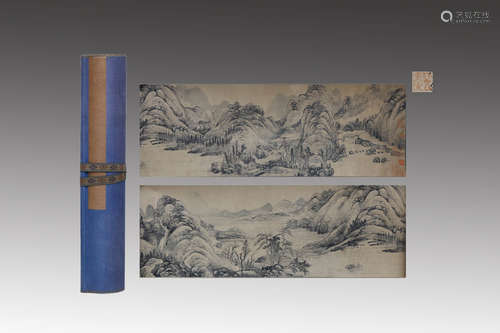 A CHINESE LANDSCAPE PAINTING LONG SCROLL