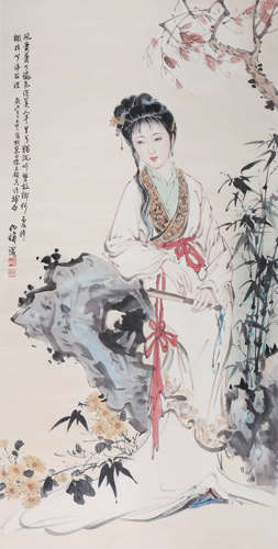 A CHINESE FIGURE PAINTING,BAI BOHUA MARK