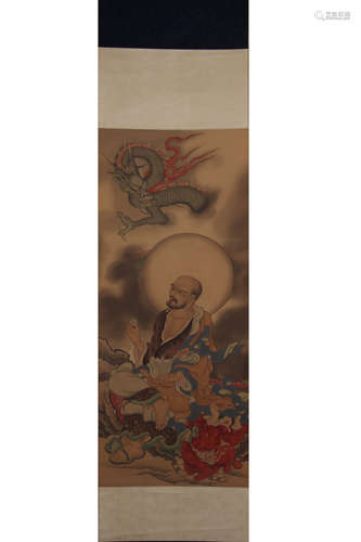 A CHINESE ARHAT PAINTING, DING YUNPENG MARK