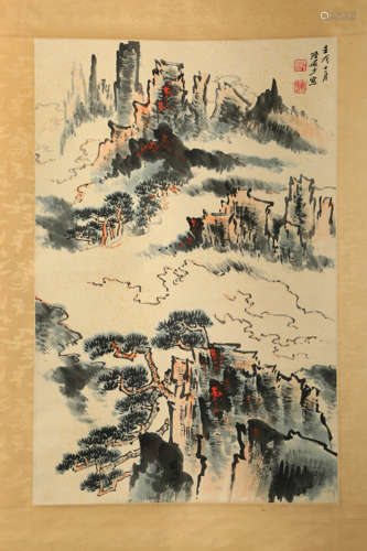 A CHINESE LANDSCAPE PAINTING,LU YANSHAO MARK