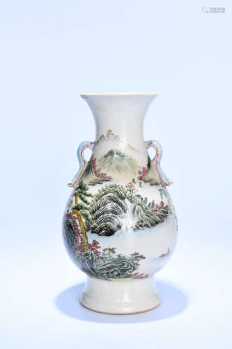 A CHINESE FAMILLE ROSE PAINTED PORCELAIN ZUN