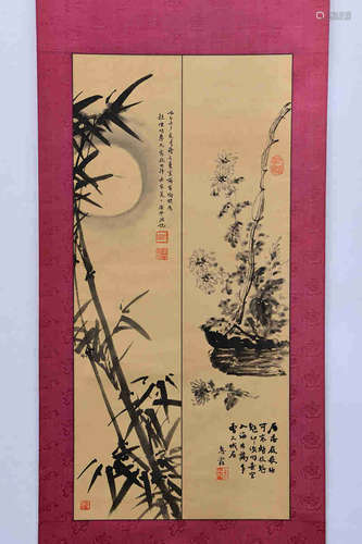 A CHINESE FLOWER PAINTING,SHU TONG MARK