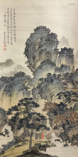 A CHINESE LANDSCAPE PAINTING,PU RU MARK