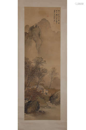 A CHINESE LANDSCAPE PAINTING,WU GUANDAI MARK