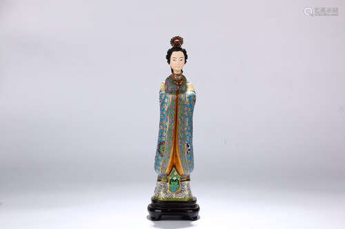 A CHINESE CLOISONNE ENAMEL PORCELAIN STATUE