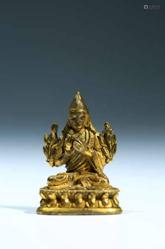 A CHINESE BRONZE FIGURE OF TSONGKHAPA