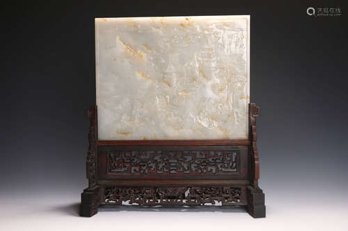 A Chinese Jade Table Screen