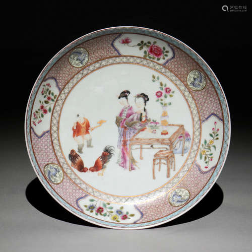 Famille Rose glazed character plate