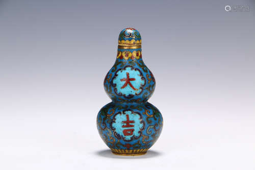 A Chinese Cloisonne Gourd-shaped Snuff Bottle