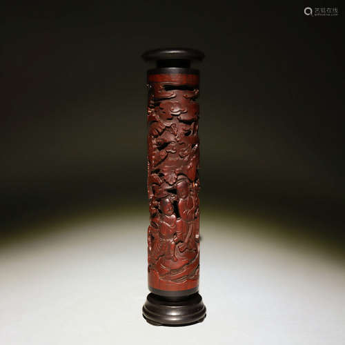 A Chinese Bamboo Carved Incense Tube