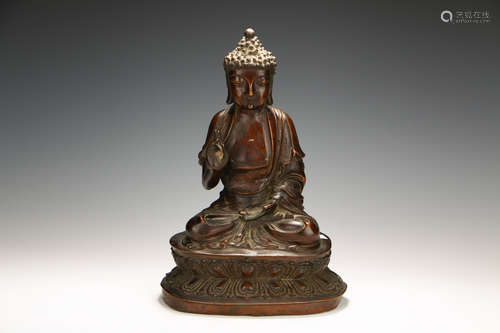 A Chinese Bronze Sitting Sakyamuni Statue