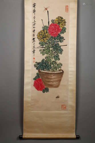 A Chinese Hanging Scroll, Qi Baishi Mark