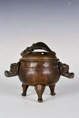 A Chinese Tree-legged Bronze Censer