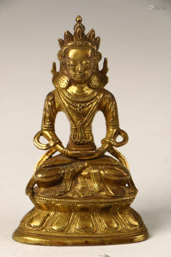 A Chinese Bronze Gilding Sitting Buddha Statue