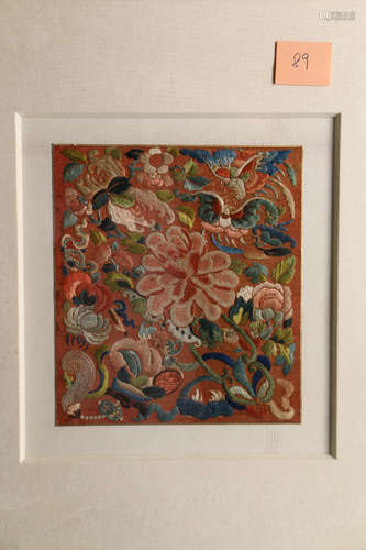 A Piece of Chinese Embroidery of Flowers