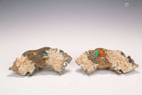 A Pair of Chinese Jade Carved Ornaments