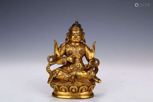 A Chinese Bronze Gilding Sitting Buddha Statue