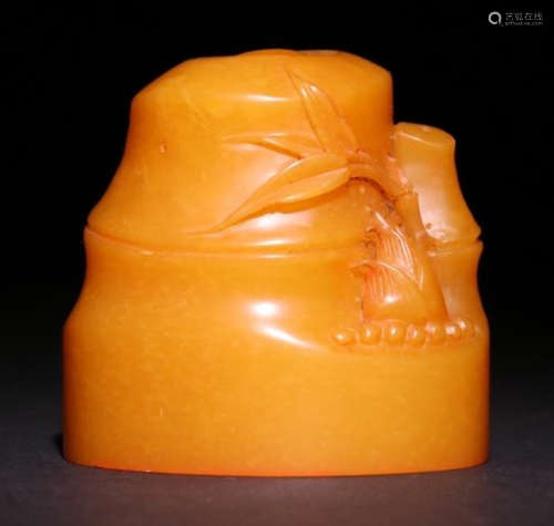 A TIANHUANG STONE SEAL SHAPED WITH BAMBOO